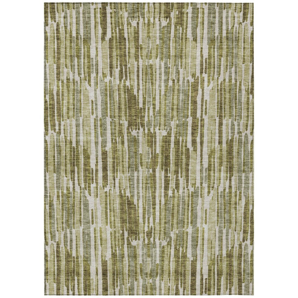 HomeRoots 9' Abstract Area Rug - Modern Olive Green, Brown & Beige Design for Indoor & Outdoor Spaces 9' X 12' 584096