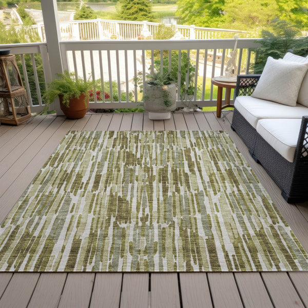 Homeroots 3' Aqua Teal Blue And Lime Green Abstract Washable Area Rug For Indoor And Outdoor Spaces 10' X 14' Polyester 584097