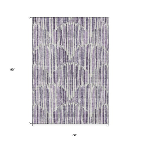 Homeroots 3' Aqua Teal Blue And Lime Green Abstract Washable Area Rug For Indoor And Outdoor Spaces 5' X 8' Polyester 584099