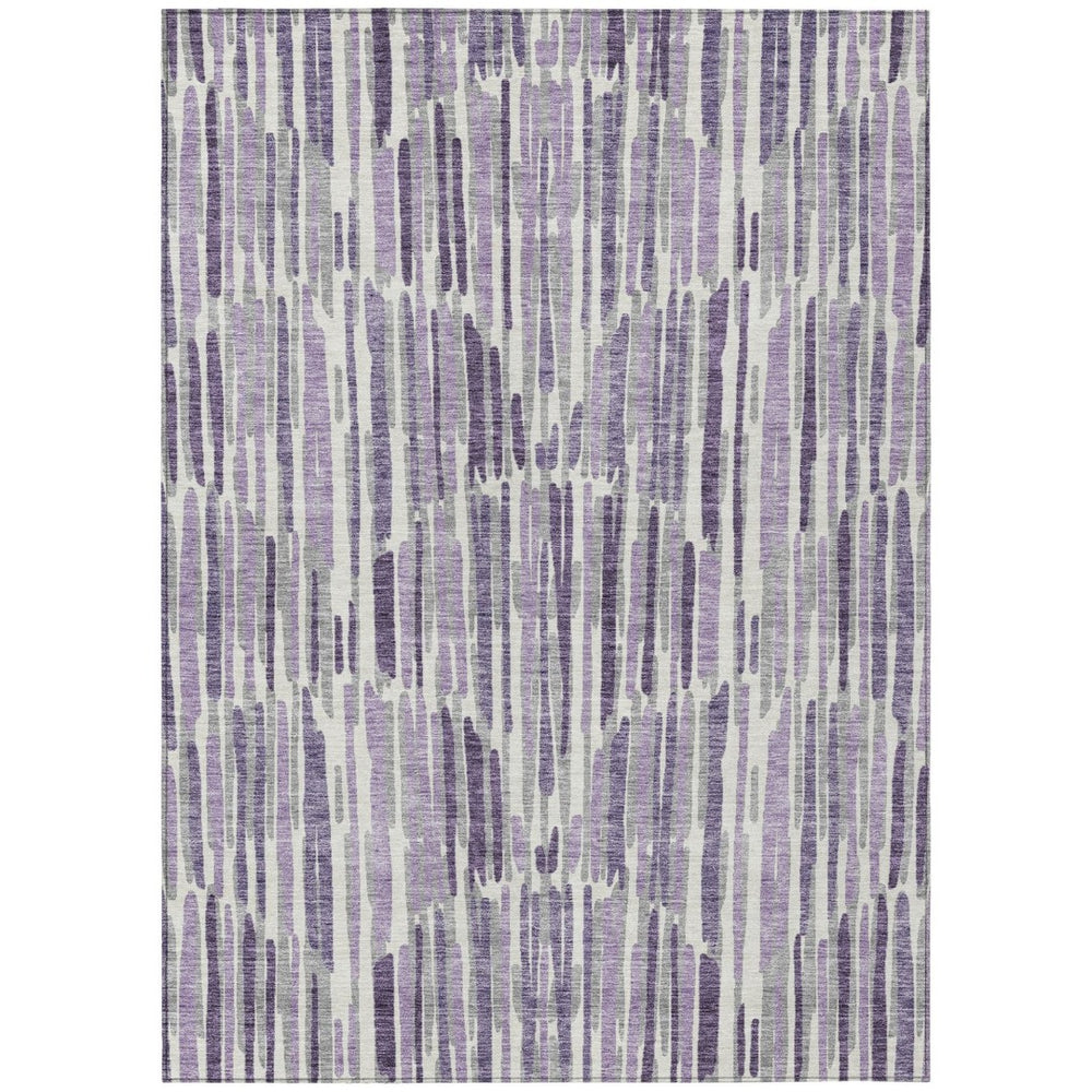 HomeRoots 9' Abstract Indoor/Outdoor Area Rug in Purple, Ivory, and Lavender – Washable, Durable, Modern Style 9' X 12' 584102