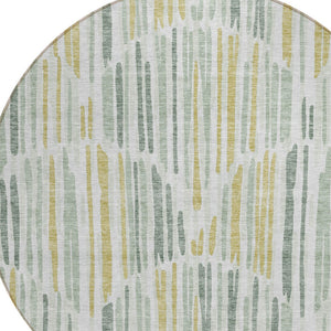 Homeroots 3' Aqua Teal Blue And Lime Green Abstract Washable Area Rug For Indoor And Outdoor Spaces 8' Round Polyester 584106