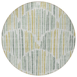 Homeroots 3' Aqua Teal Blue And Lime Green Abstract Washable Area Rug For Indoor And Outdoor Spaces 8' Round Polyester 584106