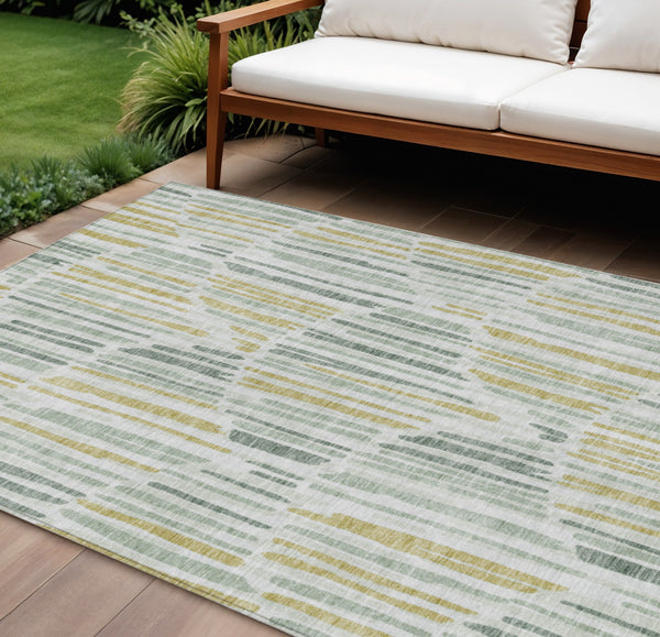 Homeroots 3' Aqua Teal Blue And Lime Green Abstract Washable Area Rug For Indoor And Outdoor Spaces 9' X 12' Polyester 584108