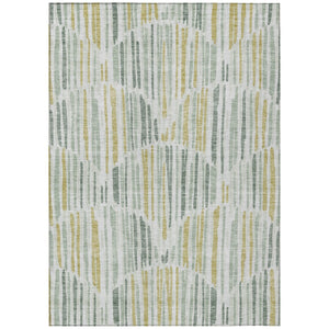 HomeRoots 9' Sage Artichoke Green and Gold Abstract Area Rug - Stylish, Washable Design for Indoor & Outdoor Spaces 9' X 12' 584108