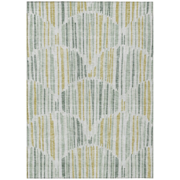 HomeRoots 9' Sage Artichoke Green and Gold Abstract Area Rug - Stylish, Washable Design for Indoor & Outdoor Spaces 9' X 12' 584108