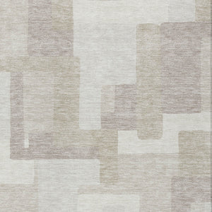Homeroots 3' Beige Tan And Taupe Abstract Washable Area Rug For Indoor Or Outdoor Use - Durable Design 3' X 5' Polyester 584110