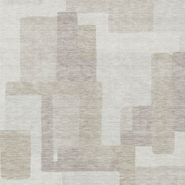 Homeroots 3' Beige Tan And Taupe Abstract Washable Area Rug For Indoor Or Outdoor Use - Durable Design 5' X 8' Polyester 584111