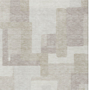 Homeroots 3' Beige Tan And Taupe Abstract Washable Area Rug For Indoor Or Outdoor Use - Durable Design 9' X 12' Polyester 584114