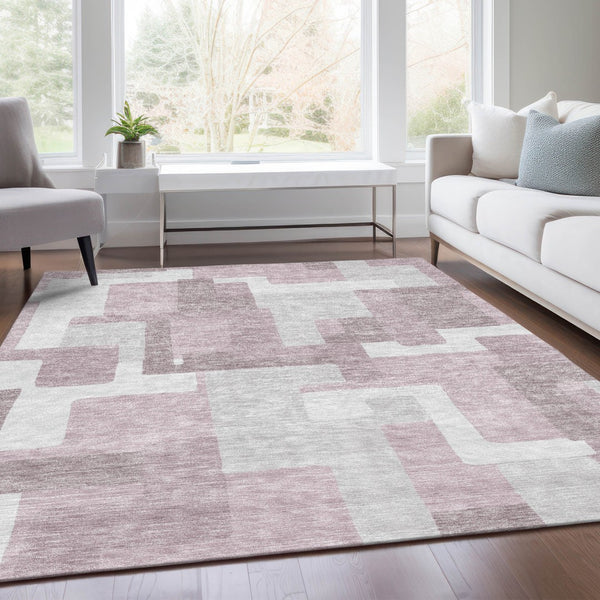 Homeroots 3' Beige Tan And Taupe Abstract Washable Area Rug For Indoor Or Outdoor Use - Durable Design 3' X 5' Polyester 584116