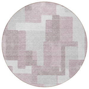 Homeroots 3' Beige Tan And Taupe Abstract Washable Area Rug For Indoor Or Outdoor Use - Durable Design 8' Round Polyester 584118
