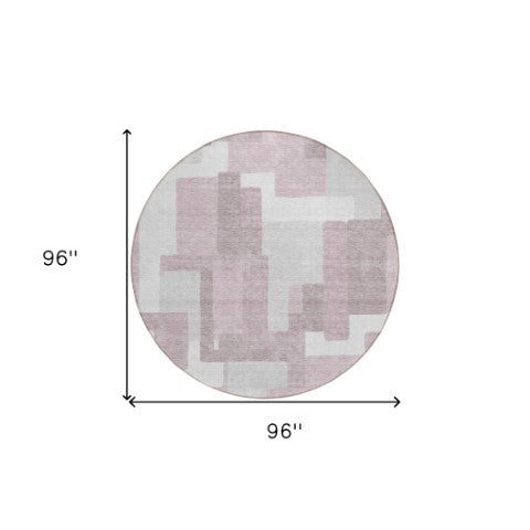 Homeroots 3' Beige Tan And Taupe Abstract Washable Area Rug For Indoor Or Outdoor Use - Durable Design 8' Round Polyester 584118