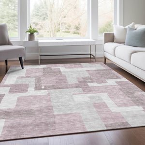 Homeroots 3' Beige Tan And Taupe Abstract Washable Area Rug For Indoor Or Outdoor Use - Durable Design 10' X 14' Polyester 584121