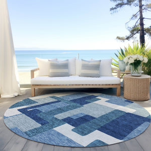 Homeroots 3' Beige Tan And Taupe Abstract Washable Area Rug For Indoor Or Outdoor Use - Durable Design 8' Round Polyester 584130