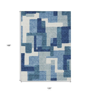 Homeroots 3' Beige Tan And Taupe Abstract Washable Area Rug For Indoor Or Outdoor Use - Durable Design 10' X 14' Polyester 584133