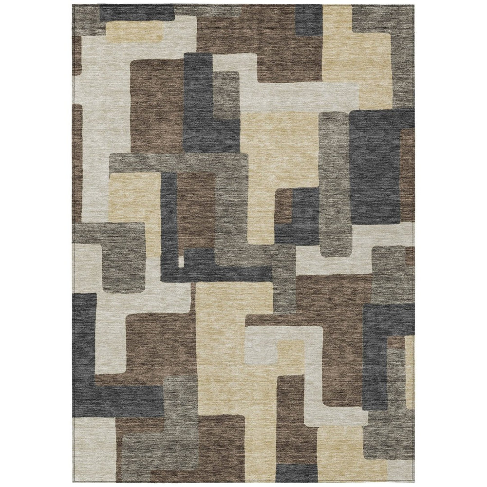 HomeRoots 9' Abstract Brown and Taupe Area Rug – Stylish, Durable, Washable for Indoor and Outdoor Use 9' X 12' 584138