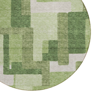 Homeroots 3' Beige Tan And Taupe Abstract Washable Area Rug For Indoor Or Outdoor Use - Durable Design 8' Round Polyester 584142
