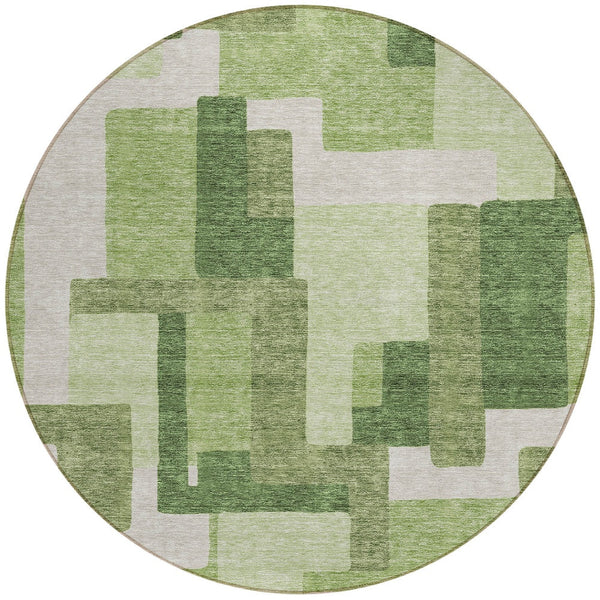 Homeroots 3' Beige Tan And Taupe Abstract Washable Area Rug For Indoor Or Outdoor Use - Durable Design 8' Round Polyester 584142