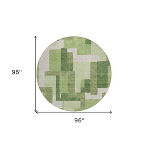 Homeroots 3' Beige Tan And Taupe Abstract Washable Area Rug For Indoor Or Outdoor Use - Durable Design 8' Round Polyester 584142