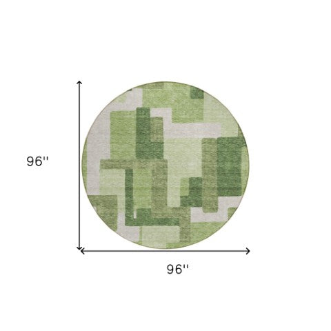 Homeroots 3' Beige Tan And Taupe Abstract Washable Area Rug For Indoor Or Outdoor Use - Durable Design 8' Round Polyester 584142