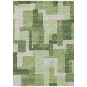 HomeRoots 9' Artichoke Green and Ivory Abstract Area Rug – Machine Washable, Durable for Indoor and Outdoor Use 9' X 12' 584144