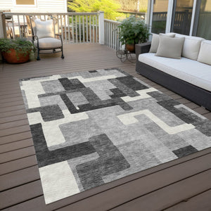 Homeroots 3' Beige Tan And Taupe Abstract Washable Area Rug For Indoor Or Outdoor Use - Durable Design 10' X 14' Polyester 584151