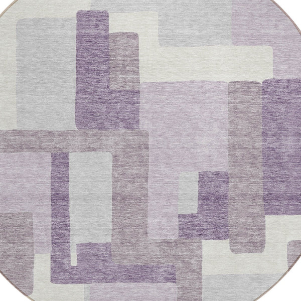 Homeroots 3' Beige Tan And Taupe Abstract Washable Area Rug For Indoor Or Outdoor Use - Durable Design 8' Round Polyester 584154