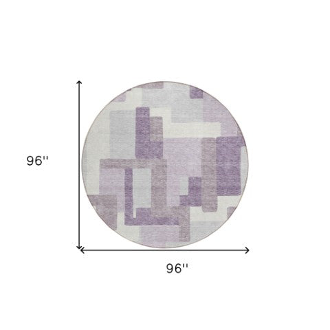 Homeroots 3' Beige Tan And Taupe Abstract Washable Area Rug For Indoor Or Outdoor Use - Durable Design 8' Round Polyester 584154