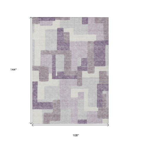 Homeroots 3' Beige Tan And Taupe Abstract Washable Area Rug For Indoor Or Outdoor Use - Durable Design 9' X 12' Polyester 584156