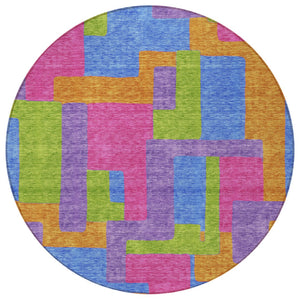 Homeroots 3' Beige Tan And Taupe Abstract Washable Area Rug For Indoor Or Outdoor Use - Durable Design 8' Round Polyester 584160