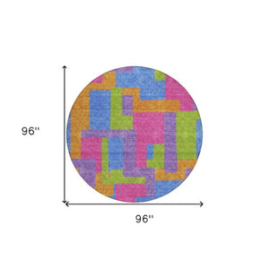 Homeroots 3' Beige Tan And Taupe Abstract Washable Area Rug For Indoor Or Outdoor Use - Durable Design 8' Round Polyester 584160