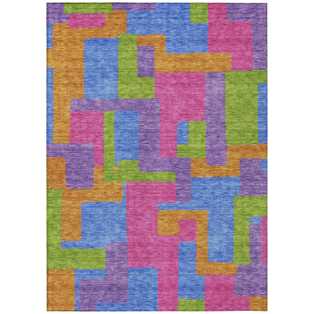 HomeRoots 5' Colorful Abstract Washable Area Rug for Indoor and Outdoor Spaces – Durable, Stylish, and Versatile 8' X 10' 584161