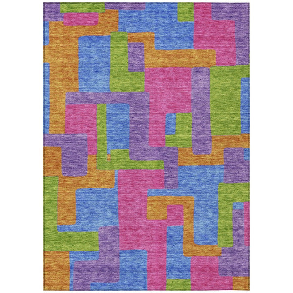 HomeRoots 9' Vibrant Abstract Area Rug in Purple, Pink & Blue - Durable, Washable for Indoor & Outdoor Spaces 9' X 12' 584162