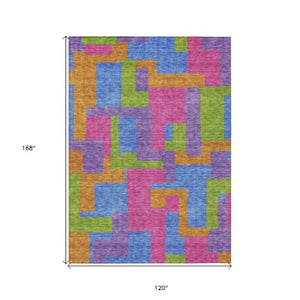 Homeroots 3' Beige Tan And Taupe Abstract Washable Area Rug For Indoor Or Outdoor Use - Durable Design 10' X 14' Polyester 584163