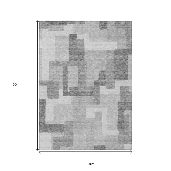 Homeroots 3' Beige Tan And Taupe Abstract Washable Area Rug For Indoor Or Outdoor Use - Durable Design 3' X 5' Polyester 584164