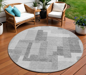 Homeroots 3' Beige Tan And Taupe Abstract Washable Area Rug For Indoor Or Outdoor Use - Durable Design 8' Round Polyester 584166