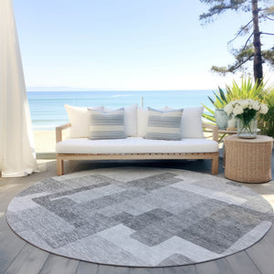 Homeroots 3' Beige Tan And Taupe Abstract Washable Area Rug For Indoor Or Outdoor Use - Durable Design 8' Round Polyester 584166