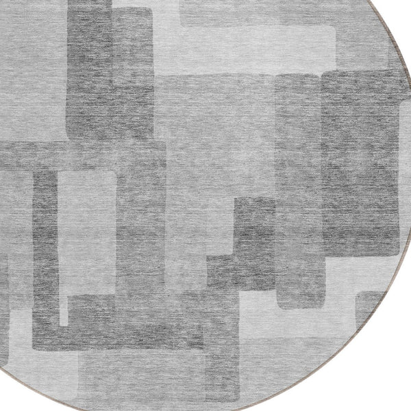 Homeroots 3' Beige Tan And Taupe Abstract Washable Area Rug For Indoor Or Outdoor Use - Durable Design 8' Round Polyester 584166