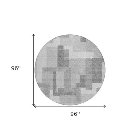 Homeroots 3' Beige Tan And Taupe Abstract Washable Area Rug For Indoor Or Outdoor Use - Durable Design 8' Round Polyester 584166