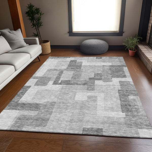 Homeroots 3' Beige Tan And Taupe Abstract Washable Area Rug For Indoor Or Outdoor Use - Durable Design 10' X 14' Polyester 584169