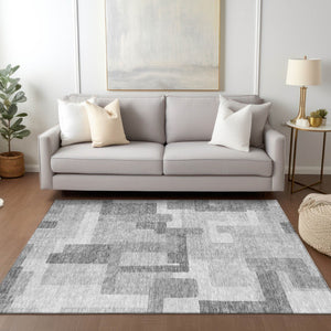 Homeroots 3' Beige Tan And Taupe Abstract Washable Area Rug For Indoor Or Outdoor Use - Durable Design 10' X 14' Polyester 584169