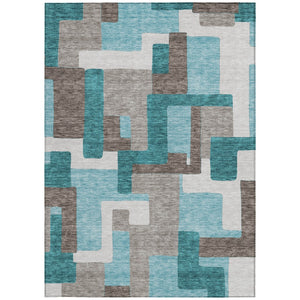 Homeroots 3' Beige Tan And Taupe Abstract Washable Area Rug For Indoor Or Outdoor Use - Durable Design 5' X 8' Polyester 584171