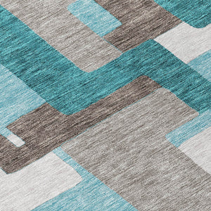 Homeroots 3' Beige Tan And Taupe Abstract Washable Area Rug For Indoor Or Outdoor Use - Durable Design 9' X 12' Polyester 584174