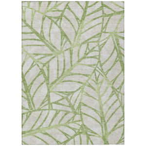 HomeRoots 5' Artichoke Green Beige Floral Indoor Outdoor Area Rug - Durable, Washable, Stain-Resistant Design 8' X 10' 584179