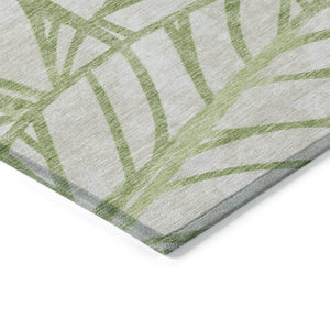 Homeroots 3' Artichoke Green And Beige Floral Washable Area Rug For Indoor Outdoor Use, Durable & Stylish 9' X 12' Polyester 584180