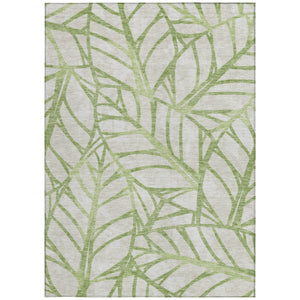 Homeroots 3' Artichoke Green And Beige Floral Washable Area Rug For Indoor Outdoor Use, Durable & Stylish 9' X 12' Polyester 584180