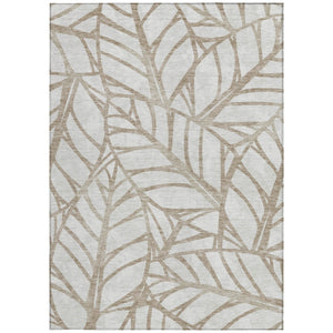 Homeroots 3' Artichoke Green And Beige Floral Washable Area Rug For Indoor Outdoor Use, Durable & Stylish 3' X 5' Polyester 584182