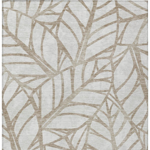 Homeroots 3' Artichoke Green And Beige Floral Washable Area Rug For Indoor Outdoor Use, Durable & Stylish 3' X 5' Polyester 584182