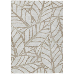 HomeRoots 5' Elegant Beige and Brown Floral Washable Area Rug for Indoor and Outdoor Spaces - Durable Design 5' X 8' 584183