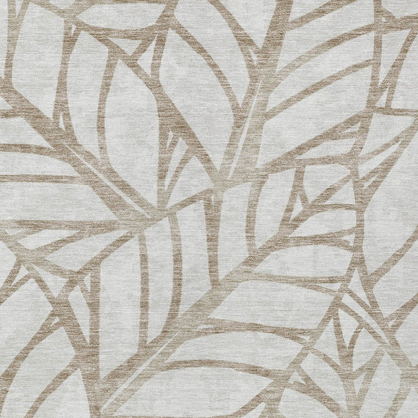 Homeroots 3' Artichoke Green And Beige Floral Washable Area Rug For Indoor Outdoor Use, Durable & Stylish 5' X 8' Polyester 584183