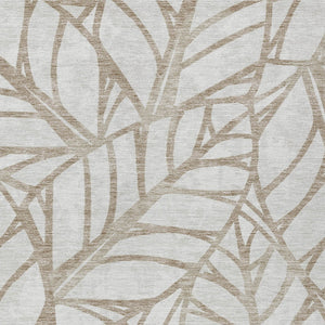 Homeroots 3' Artichoke Green And Beige Floral Washable Area Rug For Indoor Outdoor Use, Durable & Stylish 8' X 10' Polyester 584185